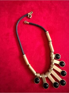 Gold-Tone Black Pendant Statement Necklace - Women Jewelry